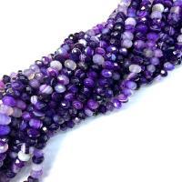 Natürliche Streifen Achat Perlen, poliert, DIY & verschiedene Größen vorhanden & facettierte, dunkelviolett, Länge:ca. 38-40 cm, verkauft von Strang