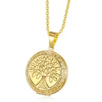 Fashion Locket Necklace, 316L Stainless Steel, with photo locket & for woman, golden, 31mm Approx 19.69 Inch 