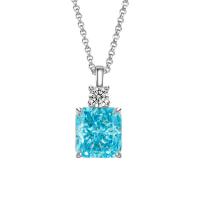 Brass Cubic Zirconia Necklace, with Cubic Zirconia, with 5cm extender chain, Square, platinum color plated, fashion jewelry & for woman cm 