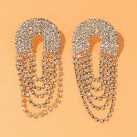 Fashion Fringe Earrings, Rhinestone, with Zinc Alloy, plated, fashion jewelry & for woman 