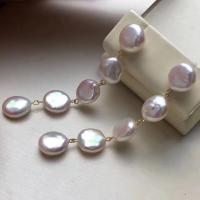 Boucle d'oreille de perle de goutte d'eau douce, perle d'eau douce cultivée, bijoux de mode & pour femme, blanc, 11-12mm, Vendu par paire