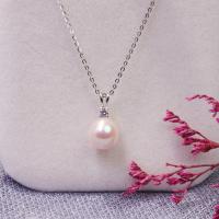 Freshwater Pearl Brass Necklace, with Brass, fashion jewelry & for woman, silver color, 9mm Approx 45 cm 