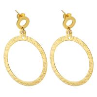 Stainless Steel Drop Earring, 316 Stainless Steel, Round, Vacuum Plating, fashion jewelry & for woman, golden 