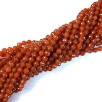 Achat Perlen, rund, poliert, DIY & verschiedene Größen vorhanden & facettierte, dunkelrot, Länge:ca. 38-40 cm, verkauft von Strang