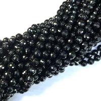 Natürliche schwarze Achat Perlen, Schwarzer Achat, rund, poliert, DIY & verschiedene Größen vorhanden & facettierte, schwarz, Länge:ca. 38-40 cm, verkauft von Strang