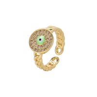 Evil Eye Jewelry Finger Ring, Brass, real gold plated & micro pave cubic zirconia & for woman & enamel & hollow US Ring 