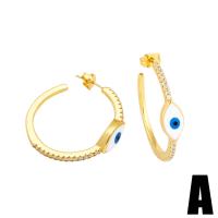 Evil Eye Earrings, Brass, 18K gold plated & micro pave cubic zirconia & for woman & enamel 