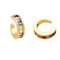 Circón cúbico anillo de dedo de latón, metal, con cúbica circonia, 18K chapado en oro, para mujer, más colores para la opción, 4x14mm, Vendido por Par