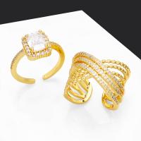 Cubic Zircon Brass Finger Ring, with Cubic Zirconia, 18K gold plated & for woman 11mm, Inner Approx 17mm 