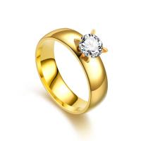 Cubic Zirconia anillo de dedo de acero inoxidable, acero inoxidable 304, unisexo & diverso tamaño para la opción & con circonia cúbica, dorado, 6x2mm, Vendido por UD