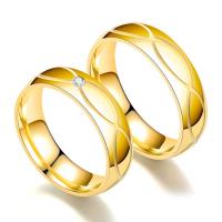 Ehepaar Fingerringe, Titanstahl, unisex & verschiedene Größen vorhanden, goldfarben, 6x2mm, verkauft von PC