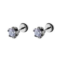 Stainless Steel Cubic Zirconia Stud Earring, 316L Stainless Steel, plated, fashion jewelry & Unisex & with cubic zirconia 