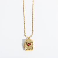 Messing Zirkonia Halskette, mit kubischer Zirkonia, mit Verlängerungskettchen von 5cm, Box, goldfarben plattiert, Modeschmuck & für Frau, goldfarben, 14.7x20mm, Länge:45 cm, verkauft von PC