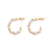 Resin Zinc Alloy Earring, with Resin, Letter C, gold color plated, fashion jewelry & for woman, white 