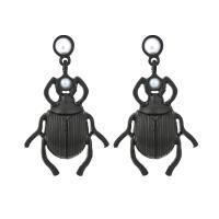 Kunststoff Perle Zink Legierung Ohrring, Zinklegierung, mit Kunststoff Perlen, Insekt, Einbrennlack, Modeschmuck & für Frau, schwarz, 29x49mm, verkauft von Paar