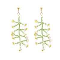 Glass Seed Beads Earring, Seedbead, with Resin & Zinc Alloy, Flower, gold color plated, fashion jewelry & for woman 