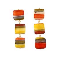 Freshwater Shell Earring, with Zinc Alloy, Square, gold color plated, Bohemian style & for woman 