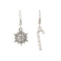 Asymmetric Earrings, Zinc Alloy, Snowflake, silver color plated, vintage & Christmas Design & for woman, silver color 