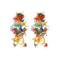 Glass Seed Beads Earring, Resin, with Seedbead, Flower, fashion jewelry & for woman, multi-colored 