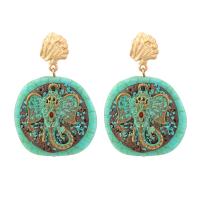 Resin Zinc Alloy Earring, with Resin, Elephant, gold color plated, Bohemian style & folk style & for woman 