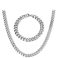 Нержавеющая сталь 304 Ожерелье и Браслет, вакуумное покрытие, 2 шт. & разный размер для выбора & Женский, Много цветов для выбора, 50cm,20cm, продается указан