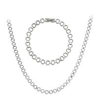 304 Stainless Steel Bracelet and Necklace, polished, 2 pieces & for woman, original color, 50cm,20cm 
