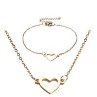 304 Stainless Steel Bracelet and Necklace, Vacuum Plating & for woman 45cm,17cm 