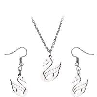 Titanium Steel Jewelry Set, Swan, 2 pieces & for woman & hollow, original color Approx 17.71 Inch 