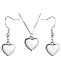 Titanium Steel Jewelry Set, Heart, Vacuum Plating, 2 pieces & for woman Approx 17.71 Inch 