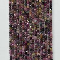 Natürlicher Turmalin Perlen, Quadrat, poliert, facettierte, farbenfroh, 4x4mm, Länge:ca. 14.96 ZollInch, verkauft von Strang