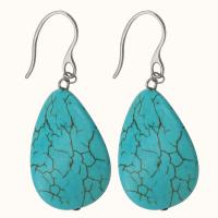 Turquoise Drop Earring, 316 Stainless Steel, with turquoise, polished, fashion jewelry & for woman, blue, 58mm 