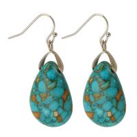 Turquoise Drop Earring, 316 Stainless Steel, with turquoise, polished, fashion jewelry & for woman, blue, 44mm 