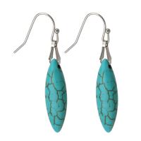 Turquoise Drop Earring, 316 Stainless Steel, with turquoise, polished, fashion jewelry & for woman, blue, 43mm 
