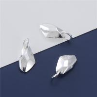 Sterling Silver Pendants, 925 Sterling Silver, irregular, DIY & faceted, silver color Approx 3.8mm 