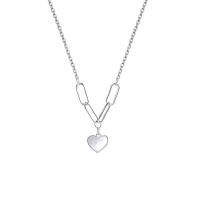 Brass Jewelry Necklace, with Resin Shell, Heart, platinum color plated, cross chain & fashion jewelry & for woman Approx 40-45 cm 