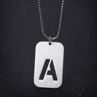 Titanium Steel Jewelry Necklace, with 5cm extender chain, Alphabet Letter, Unisex & hollow Approx 60 cm 