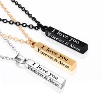 Titanium Steel Jewelry Necklace, Rectangle, Vacuum Ion Plating, cross chain & Unisex & with letter pattern Approx 50 cm 