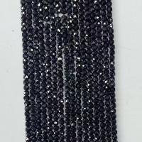 Einzelne Edelstein Perlen, Black+Spinel, rund, poliert, facettierte, schwarz, 4x4mm, Länge:ca. 14.96 ZollInch, verkauft von Strang