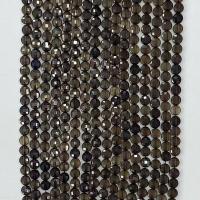 Natural Smoky Quartz Beads, Flat Round & faceted, tan Approx 14.96 Inch 
