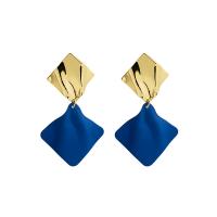 Zinc Alloy Drop Earring, gold color plated, fashion jewelry & for woman, blue 