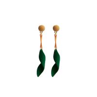 Eisen Ohrhänger, Modeschmuck & für Frau, grün, 68x10mm, verkauft von Paar