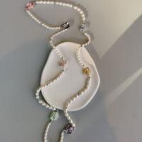 Naturel perles d'eau douce Sautoir, perle d'eau douce cultivée, avec laiton, bijoux de mode & pour femme, blanc Environ 81 cm, Vendu par PC