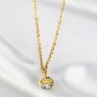Titanium Steel Jewelry Necklace, Vacuum Ion Plating, fashion jewelry & micro pave cubic zirconia & for woman, golden Approx 45-50 cm 