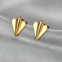 Titanium Steel Earrings, Airplane, fashion jewelry & for woman, golden 