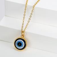 Evil Eye Jewelry Necklace, Titanium Steel, Vacuum Ion Plating, fashion jewelry & for woman, golden, 14mm Approx 45-50 cm 