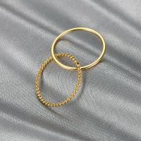 Titanium Steel Finger Ring, Vacuum Ion Plating, fashion jewelry & for woman, golden 