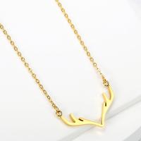 Titanium Steel Jewelry Necklace, with 1.97inch extender chain, Antlers, Vacuum Ion Plating, fashion jewelry & for woman, golden, 27mm Approx 17.72 Inch 