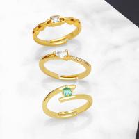 Zirkonia Messing Finger Ring, mit kubischer Zirkonia, 18K vergoldet, verschiedene Stile für Wahl & für Frau, keine, 6mm, Innendurchmesser:ca. 17mm, verkauft von PC