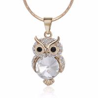Rhinestone Zinc Alloy Necklace, Owl, fashion jewelry & for woman & with rhinestone Approx 17.13 Inch 