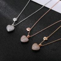 Cubic Zircon Micro Pave Brass Necklace, with 1.97inch extender chain, Heart, fashion jewelry & for woman Approx 17.72 Inch 